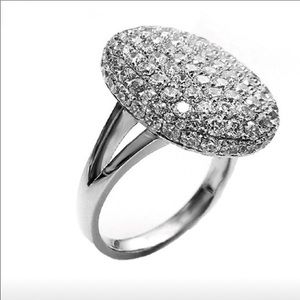 Pave Crystal Silver Cocktail Ring